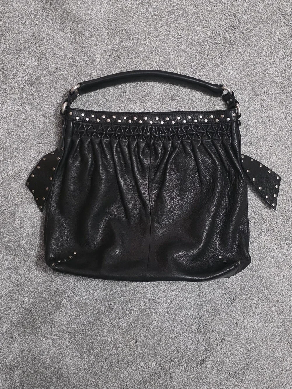 Vintage Lucky Brand Black Leather Studded Hobo Bag